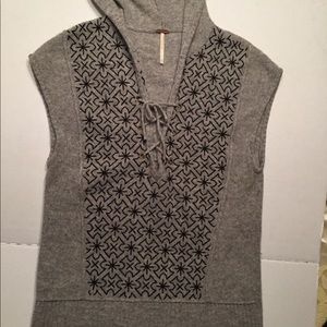 Vintage Free People Boho Hooded, Patterned Vest